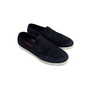 Prada Suede Navy Blue Slip On Sneakers Shoes Men UK 8 US 10 10.5